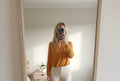 Atmosphere Mustard Yellow Long Sleeve Draped Blouse shirt UK 10