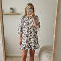 In The Style Women's White and Black Floral Ruffle Dress Size 12 BNWT