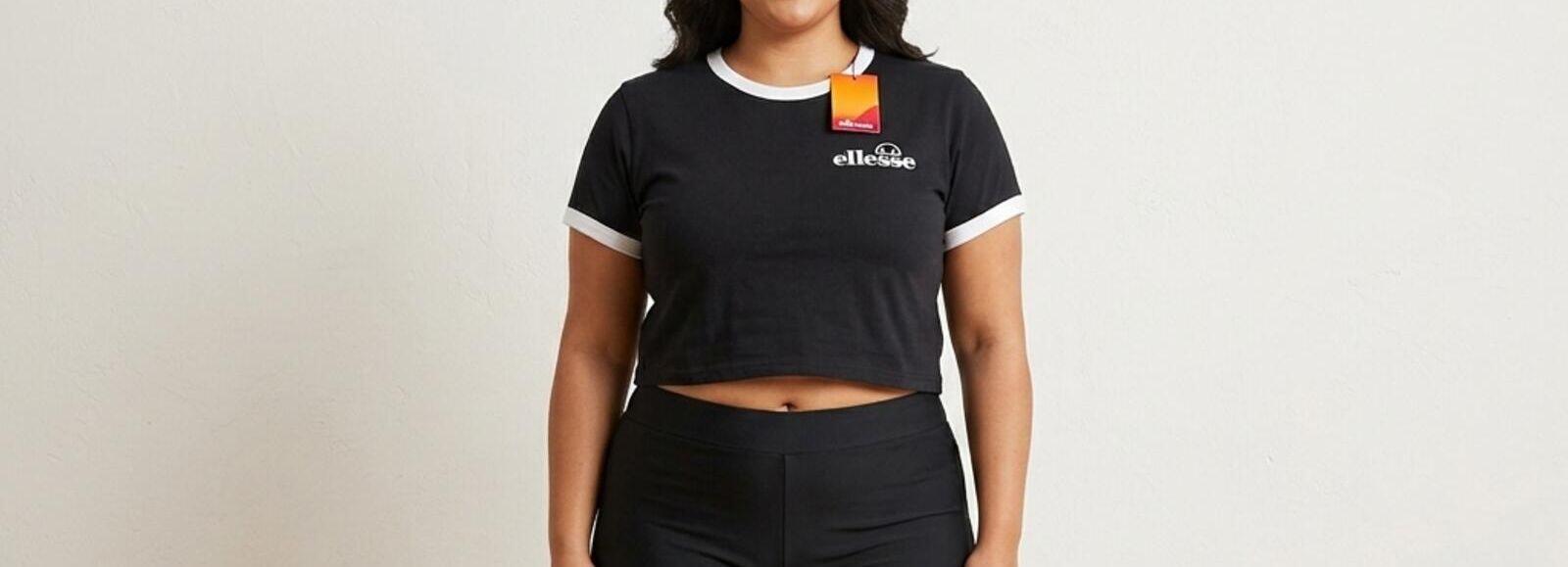 BNWT Ellesse Helian Black Cropped Bikini Top, size 20,