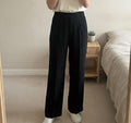 M&S Collection Black Wide Leg Elasticated Smart Tailored Jersey Trousers Size 10