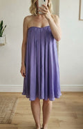 Ted Baker Purple Silk Pleated Strapless Dress Size 3, 100% silk, style XEST