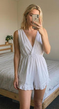 White Sleeveless Deep V Romper Playsuit, size S