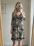 Joseph Black and Cream Patterned Silk Blend Dress Size S, vintage rare designer