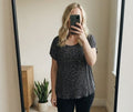 DIDI Black and White Polka Dot Short Sleeve Top Medium