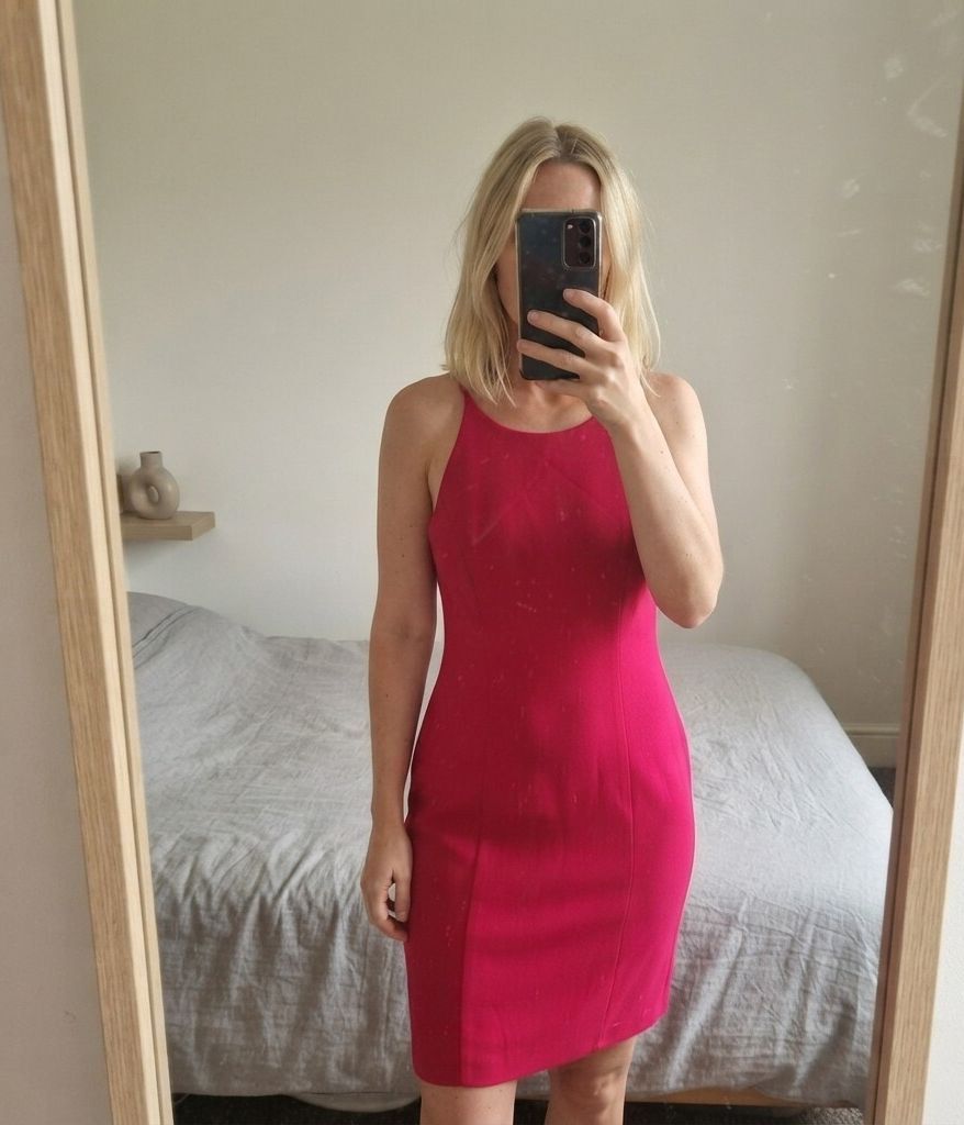 Wallis Red Strappy Back knee length Dress Size 10 work business smart casual criss cross back