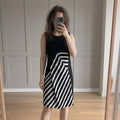 AllSaints Air Lyde Black and White 100% Silk Dress UK 12, drape, soft, relaxed