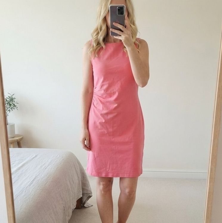 Kenneth Cole New York Pink Sleeveless Dress with Back Zipper, Designer, UK 8